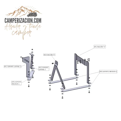 Kit sujeción depósito exterior T5_T6 57l. Kit sujeción depósito exterior T5_T6 57l.
