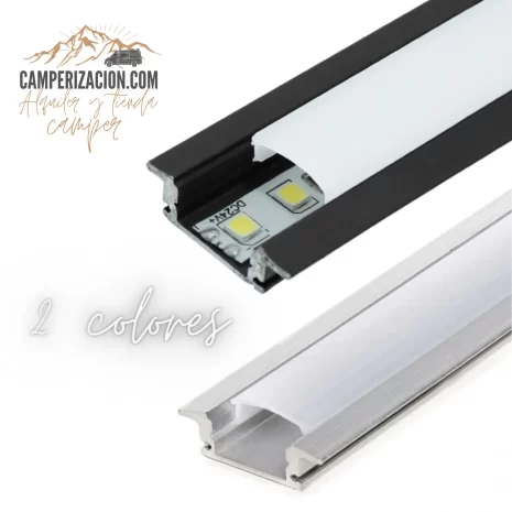Perfil LED aluminio empotrable (2 colores Gris o Negro) Perfil LED aluminio empotrable (2 colores Gris o Negro)
